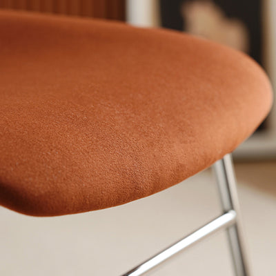 Contemporary Retro Square Multi-layer Solid Wood Panel Fabric Electroplated Iron Backrest Dining Chair For Dining Room