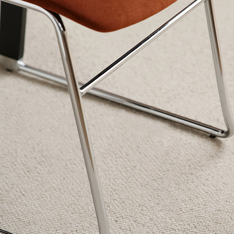 Contemporary Retro Square Plywood Fabric Electroplated Iron Backrest Dining Chair For Dining Room