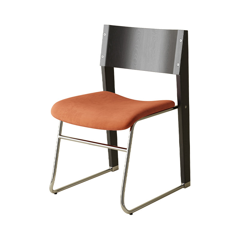 Contemporary Retro Square Plywood Fabric Electroplated Iron Backrest Dining Chair For Dining Room