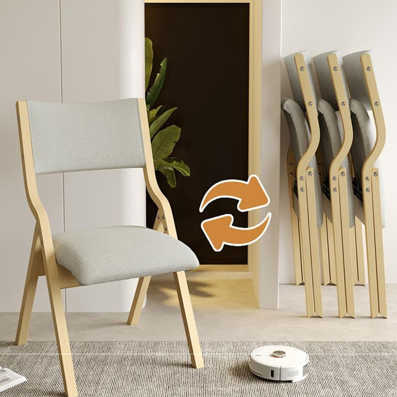 Contemporary Scandinavian Square Birch Solid Wood Fabric Foldable Backrest Dining Chair For Dining Room