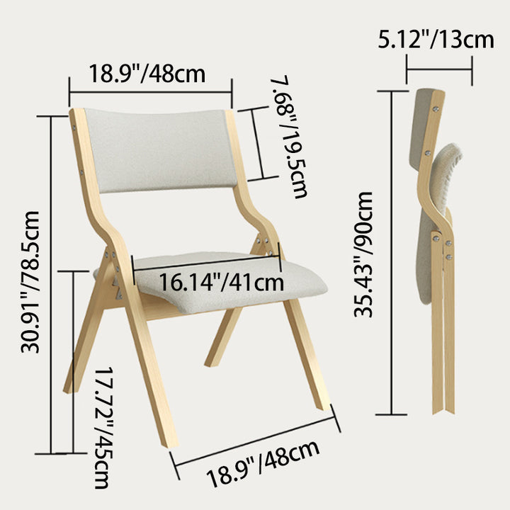 Contemporary Scandinavian Square Birch Wood Fabric Foldable Backrest Dining Chair For Dining Room