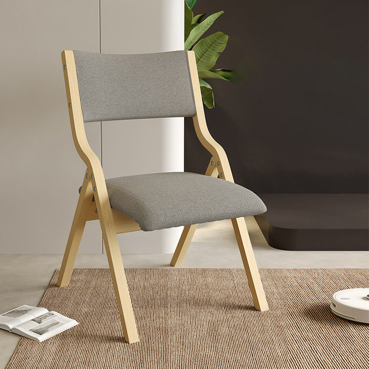 Contemporary Scandinavian Square Birch Wood Fabric Foldable Backrest Dining Chair For Dining Room