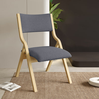 Contemporary Scandinavian Square Birch Solid Wood Fabric Foldable Backrest Dining Chair For Dining Room
