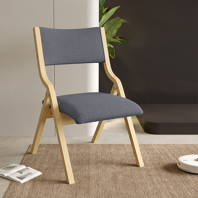 Contemporary Scandinavian Square Birch Solid Wood Fabric Foldable Backrest Dining Chair For Dining Room