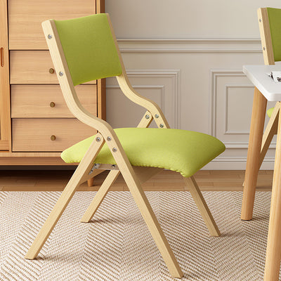 Contemporary Scandinavian Square Birch Solid Wood Fabric Foldable Backrest Dining Chair For Dining Room