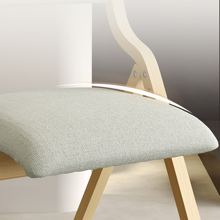 Contemporary Scandinavian Square Birch Solid Wood Fabric Foldable Backrest Dining Chair For Dining Room