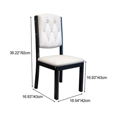 Contemporary Scandinavian Square High-Quality Faux Leather Rubberwood Solid Wood Backrest Dining Chair For Dining Room
