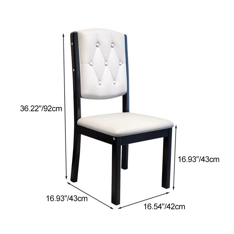 Contemporary Scandinavian Square High-Quality Faux Leather Rubberwood Solid Wood Backrest Dining Chair For Dining Room