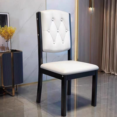 Contemporary Scandinavian Square High-Quality Faux Leather Rubberwood Solid Wood Backrest Dining Chair For Dining Room