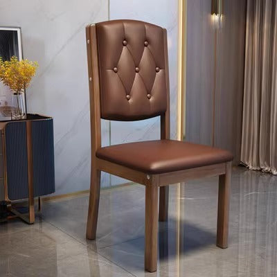 Contemporary Scandinavian Square High-Quality Faux Leather Rubberwood Solid Wood Backrest Dining Chair For Dining Room