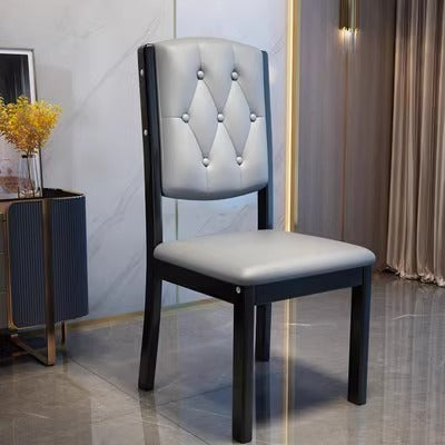 Contemporary Scandinavian Square High-Quality Faux Leather Rubberwood Solid Wood Backrest Dining Chair For Dining Room