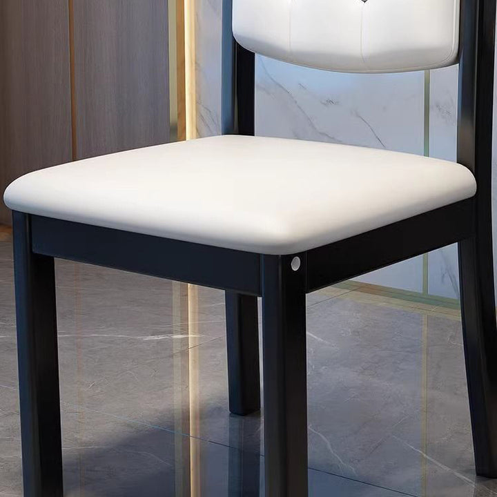 Contemporary Scandinavian Square High-Quality Faux Leather Rubberwood Solid Wood Backrest Dining Chair For Dining Room
