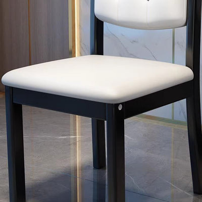 Contemporary Scandinavian Square High-Quality Faux Leather Rubberwood Solid Wood Backrest Dining Chair For Dining Room
