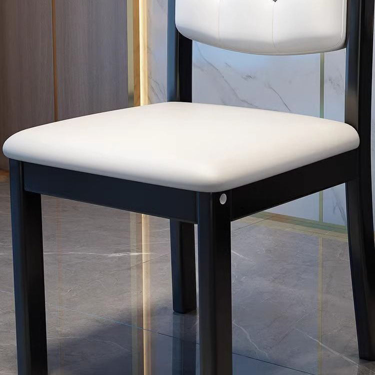 Contemporary Scandinavian Square High-Quality Faux Leather Rubberwood Solid Wood Backrest Dining Chair For Dining Room