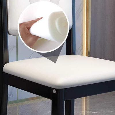 Contemporary Scandinavian Square High-Quality Faux Leather Rubberwood Solid Wood Backrest Dining Chair For Dining Room