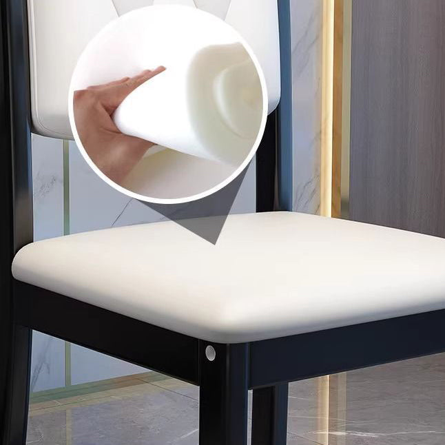 Contemporary Scandinavian Square High-Quality Faux Leather Rubberwood Solid Wood Backrest Dining Chair For Dining Room