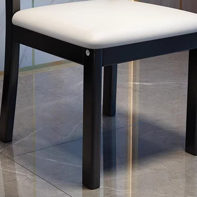Contemporary Scandinavian Square High-Quality Faux Leather Rubberwood Solid Wood Backrest Dining Chair For Dining Room