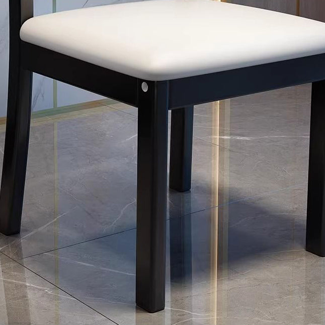 Contemporary Scandinavian Square High-Quality Faux Leather Rubberwood Solid Wood Backrest Dining Chair For Dining Room