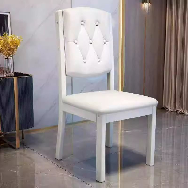Contemporary Scandinavian Square High-Quality Faux Leather Rubberwood Solid Wood Backrest Dining Chair For Dining Room