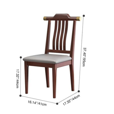 Traditional Chinese Square Rubberwood Solid Wood Microfiber Leather Backrest Dining Chair For Dining Room