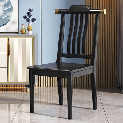 Traditional Chinese Square Rubberwood Solid Wood Microfiber Leather Backrest Dining Chair For Dining Room