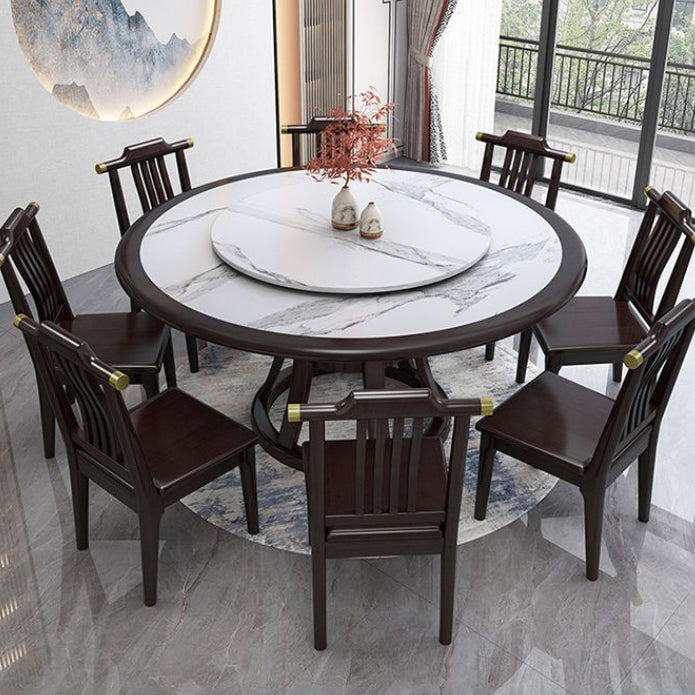 Traditional Chinese Square Rubberwood Solid Wood Microfiber Leather Backrest Dining Chair For Dining Room