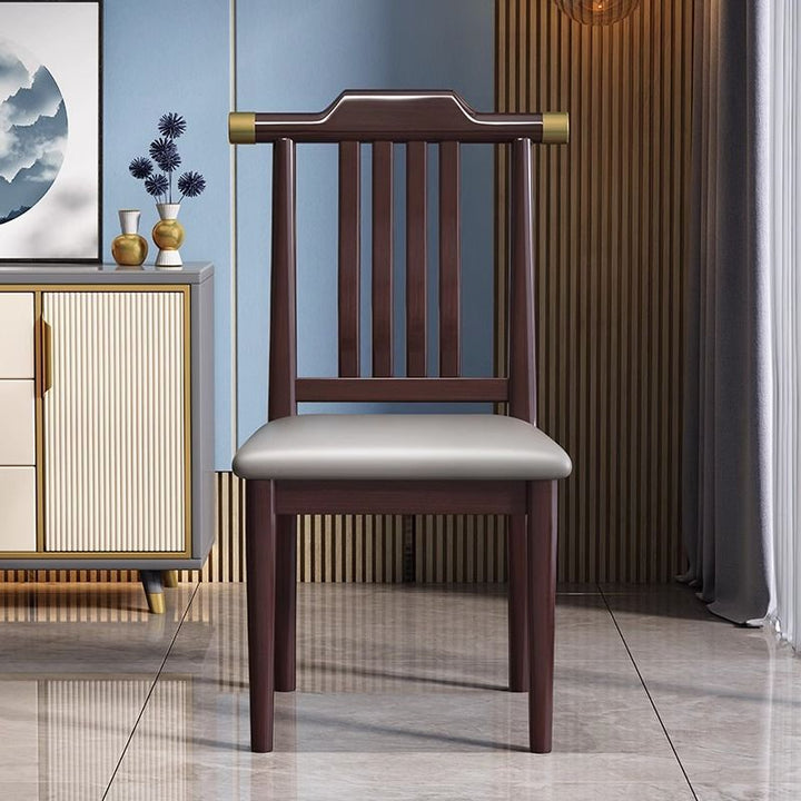 Traditioneller chinesischer quadratischer Gummibaum Massivholz Mikrofaserkunstleder Rückenlehne Esszimmerstuhl für Esszimmer 