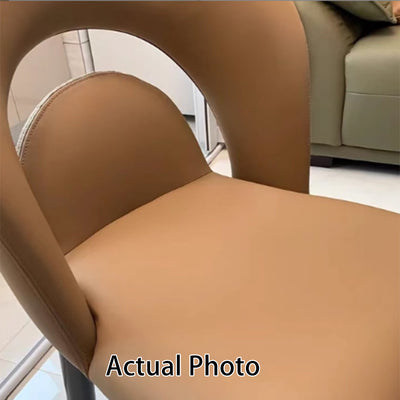 Contemporary Scandinavian Square Microfiber Leather Panel Carbon Steel Backrest Dining Chair For Dining Room