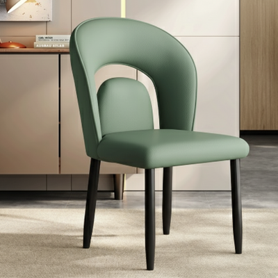 Contemporary Scandinavian Square Microfiber Leather Panel Carbon Steel Backrest Dining Chair For Dining Room