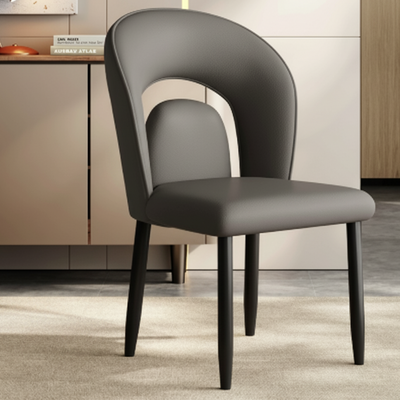 Contemporary Scandinavian Square Microfiber Leather Panel Carbon Steel Backrest Dining Chair For Dining Room