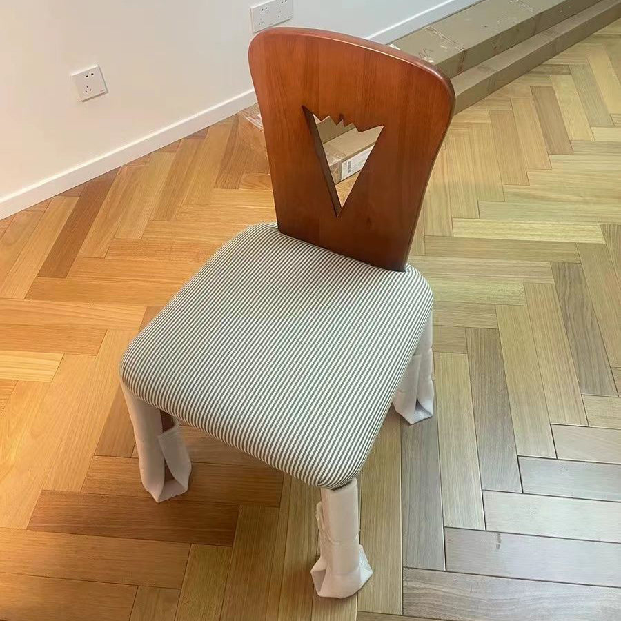 Silla de comedor tradicional vintage cuadrada de tela y madera de caucho con respaldo para comedor 