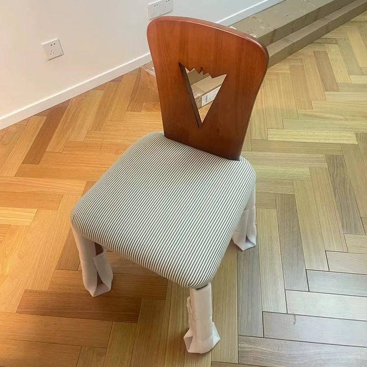 Silla de comedor tradicional vintage cuadrada de tela y madera de caucho con respaldo para comedor 