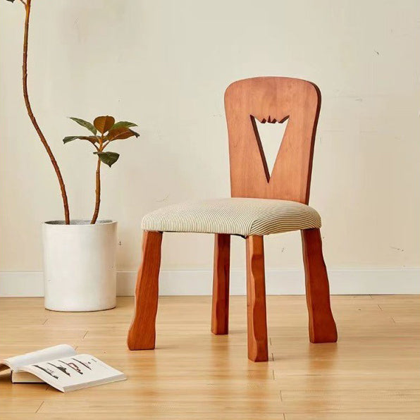 Silla de comedor tradicional vintage cuadrada de tela y madera de caucho con respaldo para comedor 
