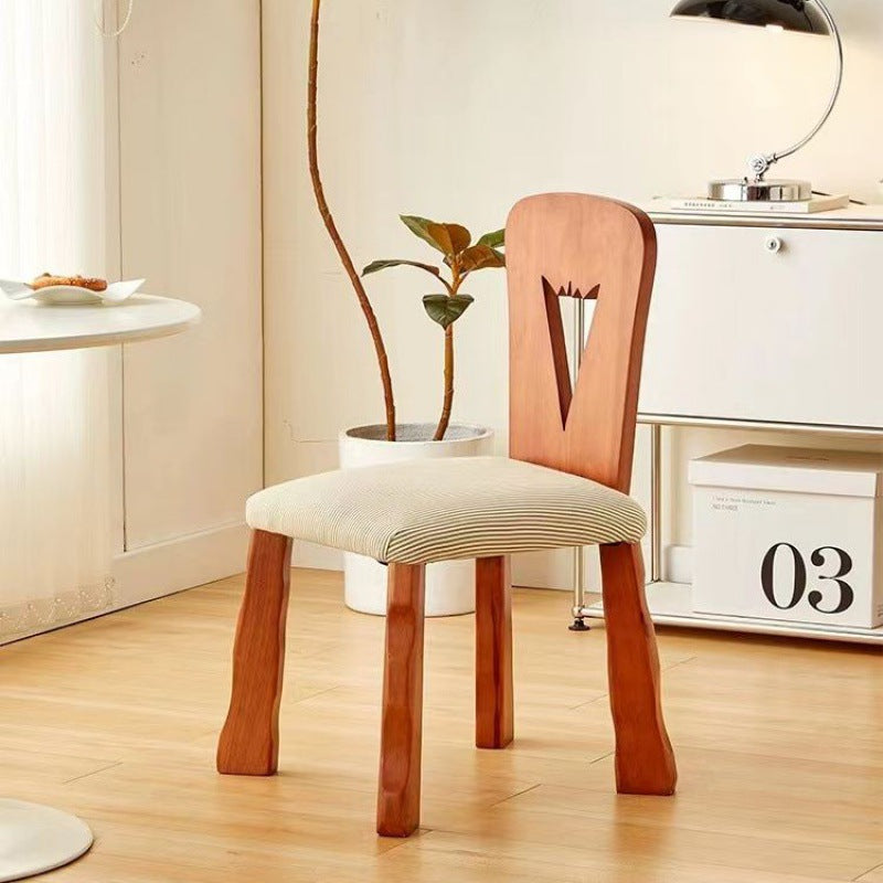 Silla de comedor tradicional vintage cuadrada de tela y madera de caucho con respaldo para comedor 