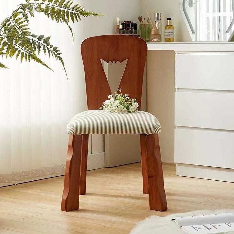 Silla de comedor tradicional vintage cuadrada de tela y madera de caucho con respaldo para comedor 