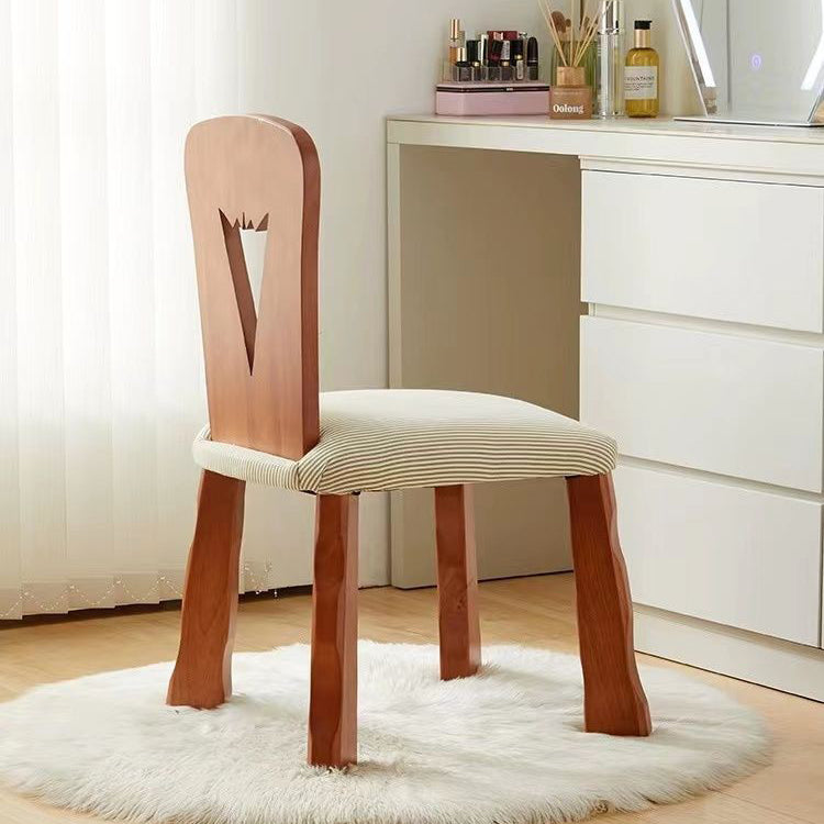 Silla de comedor tradicional vintage cuadrada de tela y madera de caucho con respaldo para comedor 