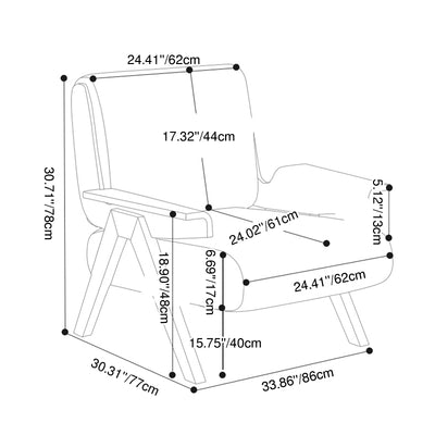 Traditional French Square Fabric Rubberwood Solid Wood Backrest Armrest Accent Chair For Living Room