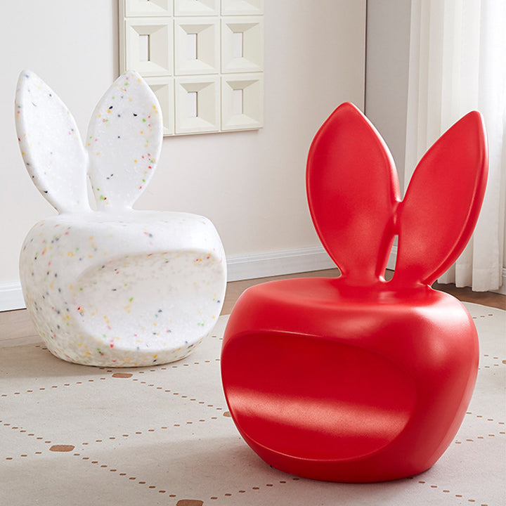 Tabouret dossier pour enfants en forme de lapin, rond et créatif contemporain en PE pour salon 