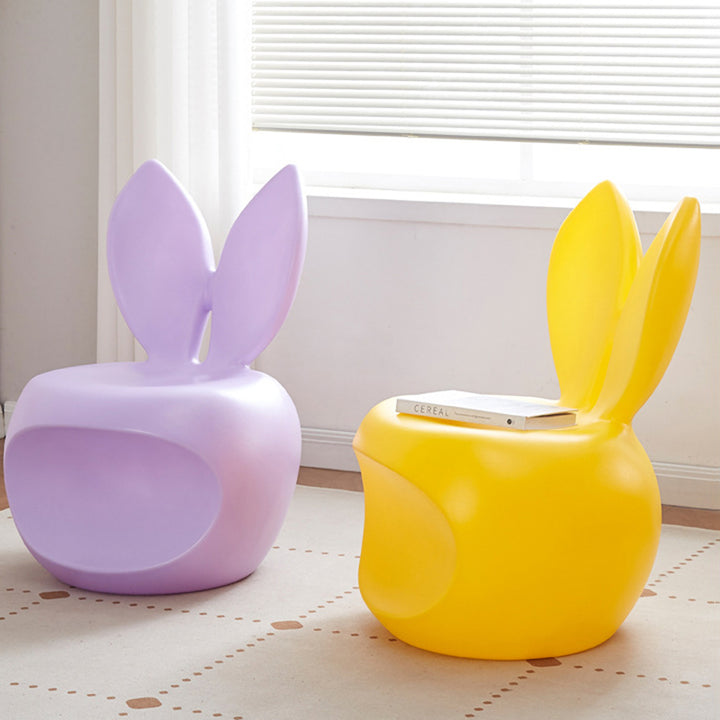 Tabouret dossier pour enfants en forme de lapin, rond et créatif contemporain en PE pour salon 