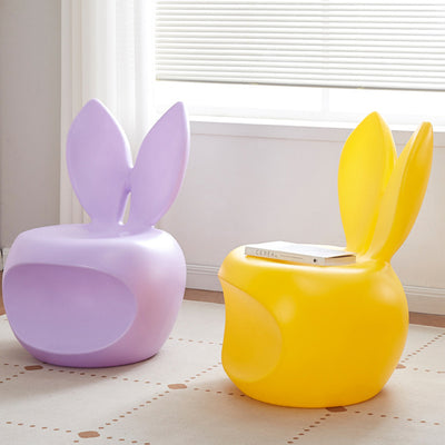 Contemporary Creative Round PE Rabbit-Shaped Kids Backrest Stool For Living Room