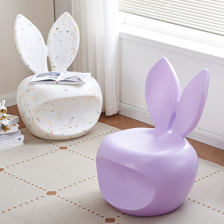 Tabouret dossier pour enfants en forme de lapin, rond et créatif contemporain en PE pour salon 