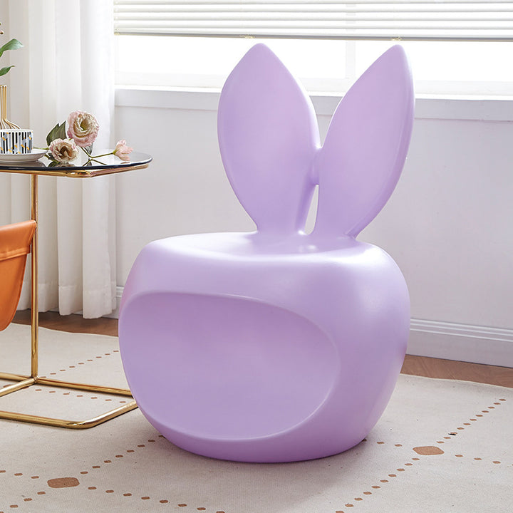 Tabouret dossier pour enfants en forme de lapin, rond et créatif contemporain en PE pour salon 