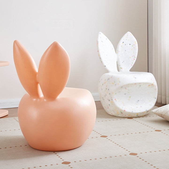 Tabouret dossier pour enfants en forme de lapin, rond et créatif contemporain en PE pour salon 