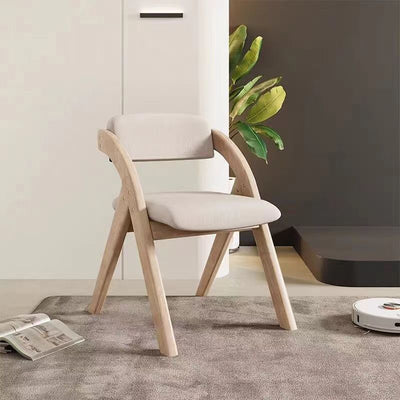 Modern Minimalist Square Fabric Rubberwood Solid Wood Foldable Backrest Dining Chair For Dining Room