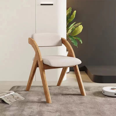 Modern Minimalist Square Fabric Rubberwood Solid Wood Foldable Backrest Dining Chair For Dining Room