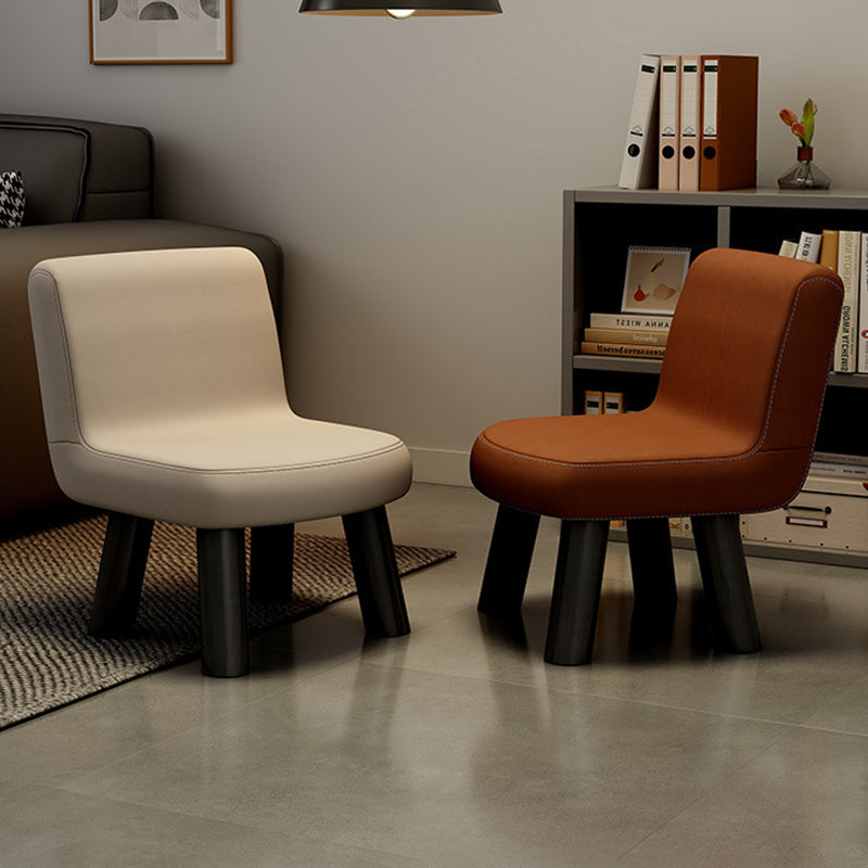 Contemporary Scandinavian Square High-Quality Faux Leather Pine Solid Wood Backrest Kids Low Stool For Living Room