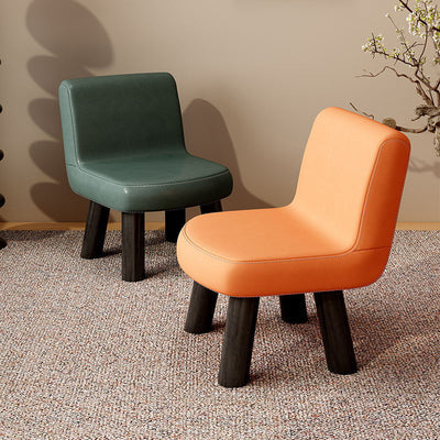 Contemporary Scandinavian Square High-Quality Faux Leather Pine Solid Wood Backrest Kids Low Stool For Living Room