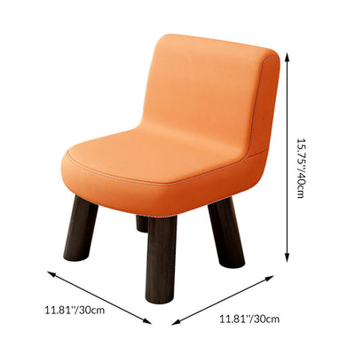 Contemporary Scandinavian Square High-Quality Faux Leather Pine Solid Wood Backrest Kids Low Stool For Living Room
