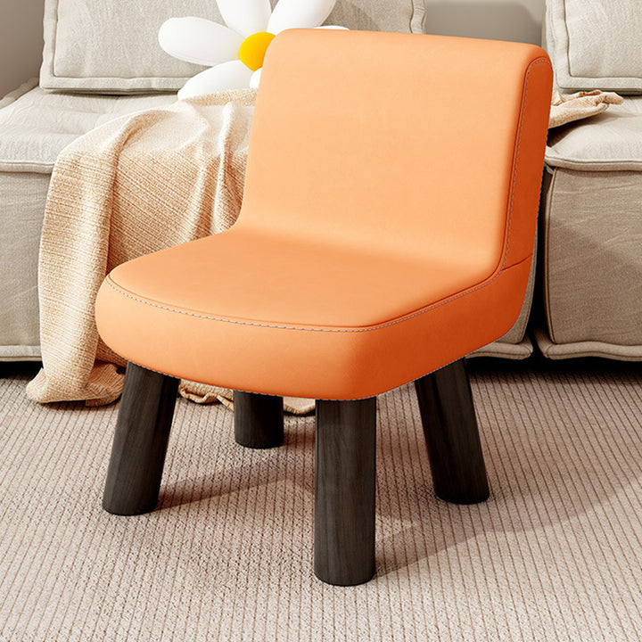 Contemporary Scandinavian Square High-Quality Faux Leather Pine Wood Backrest Kids Low Stool For Living Room