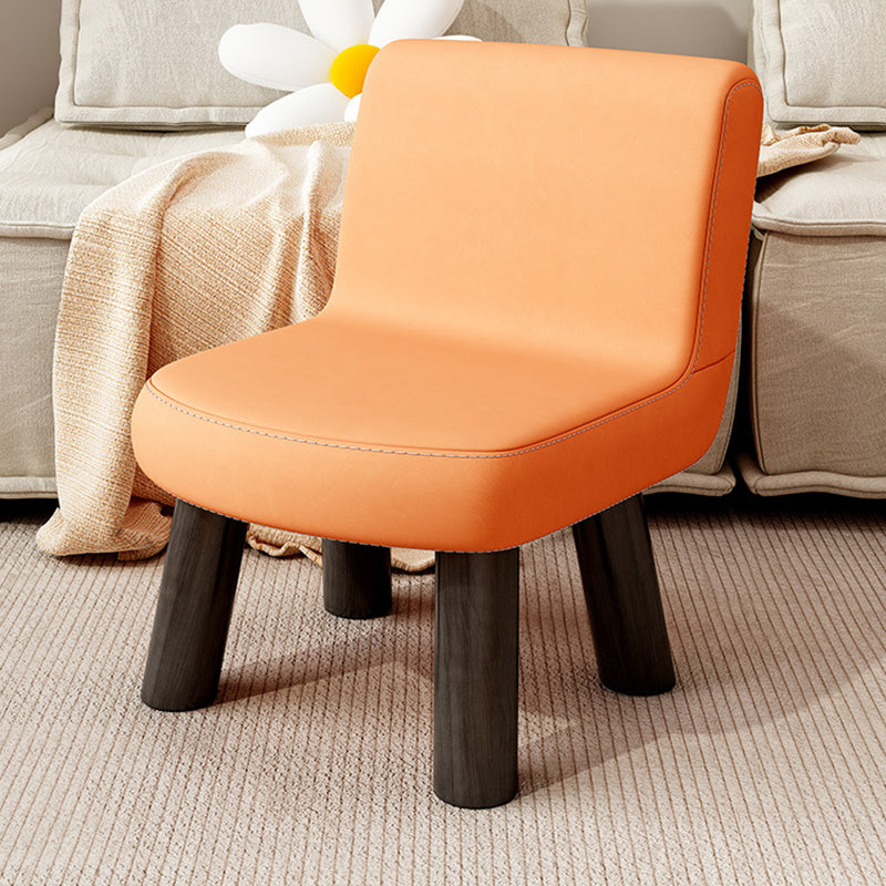 Contemporary Scandinavian Square High-Quality Faux Leather Pine Solid Wood Backrest Kids Low Stool For Living Room